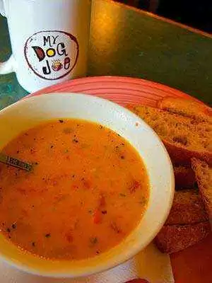 The finished chilled tomato and corn soup. Photo: CC-wmacphail The finished chilled tomato and corn soup. Photo: CC-wmacphail