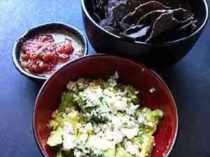 The finished quick cotija cheese and avocado dip for tortilla chips. Photo: Jefferson Adams The finished quick cotija cheese and avocado dip for tortilla chips. Photo: Jefferson Adams
