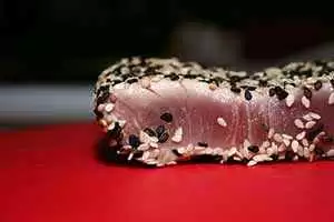 The finished grilled wasabi and sesame encrusted tuna steaks. Photo: CC--cheesy42