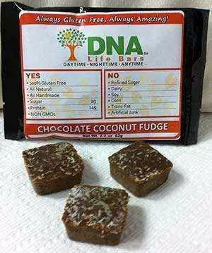 DNA Life Bars' Chocolate Coconut Fudge Gluten-Free Bar DNA Life Bars' Chocolate Coconut Fudge Gluten-Free Bar