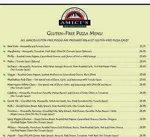 Amici's Gluten-Free Menu Amici's Gluten-Free Menu