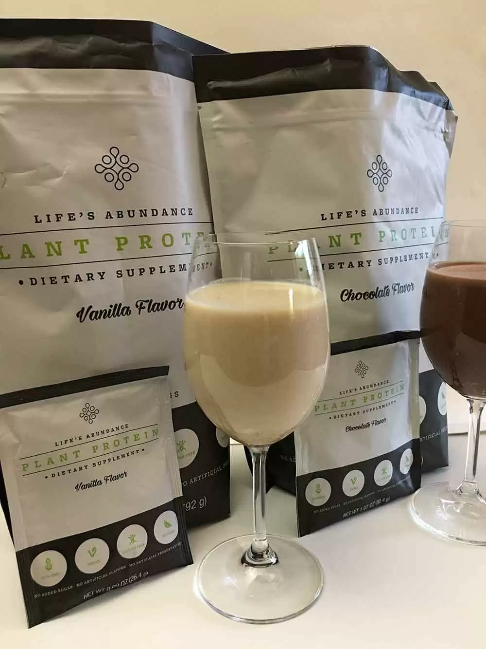 Life's Abundance Plant Protein Dietary Supplement: Vanilla & Chocolate Flavors