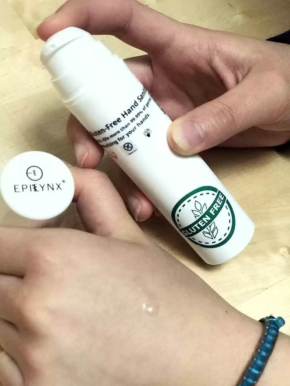 EpiLynx by Dr. Liia Gluten-Free Hand Sanitizer with Aloe and Hyaluronic Acid - The 2 oz. bottle fits nicely in your purse. Image: Mei Adams