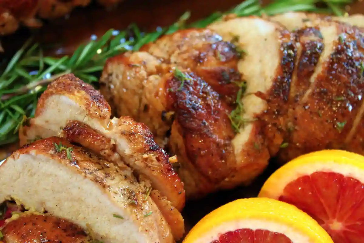 Gluten-Free Slow Cook Pork with Pineapple and Brown Sugar Glaze - Cranberry Dijon Sutffed Pork Loin by Randy OHC is licensed under CC BY-SA 2.0. 