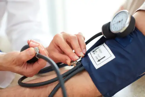 Blood Pressure Drugs May Worsen Gut Problems in People with Celiac Disease (+Video) - Blood pressure measuring. Doctor and patient. Health care. by agilemktg1 is marked with Public Domain Mark 1.0.++ Watch the Video ++